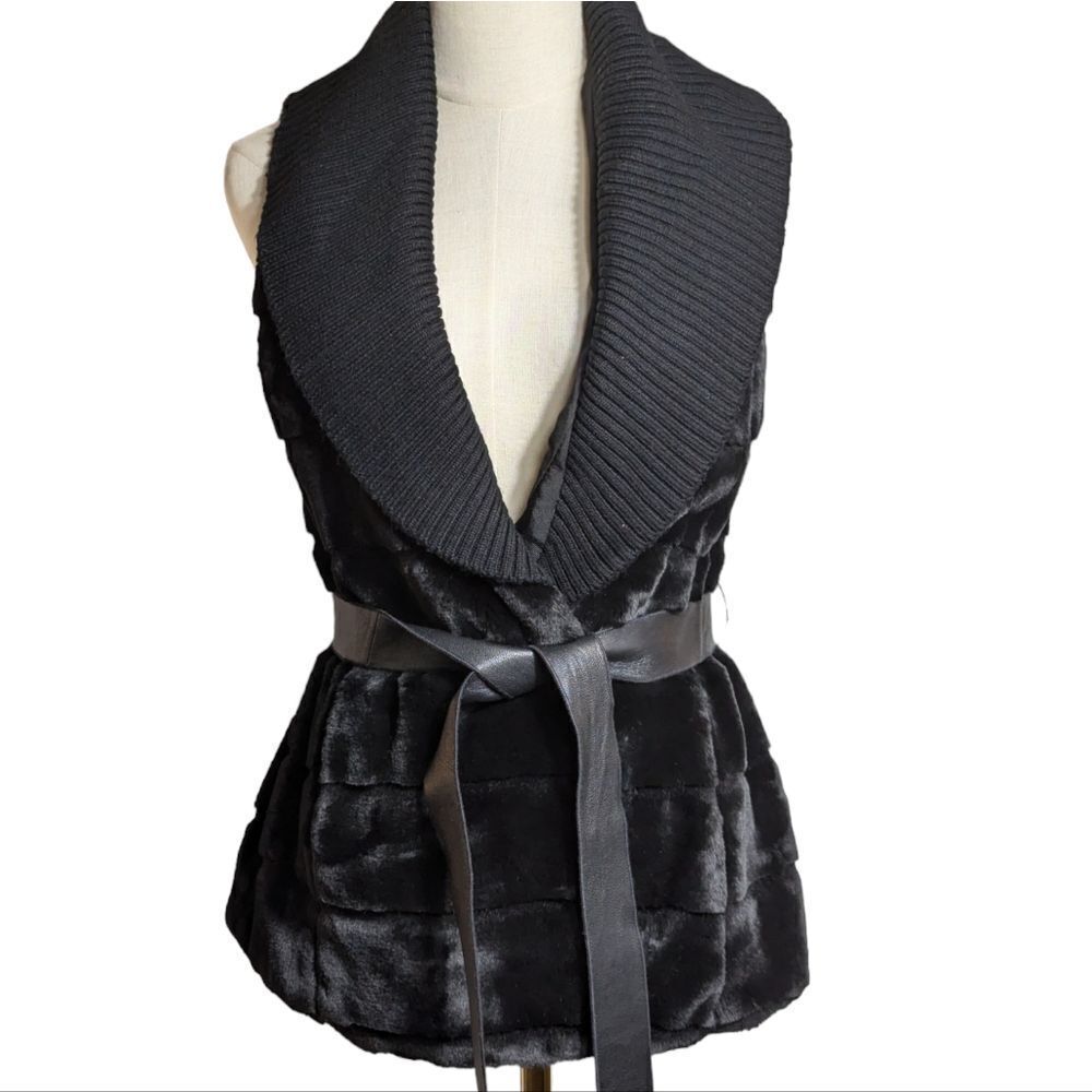 Lafayette 148 Black Faux Fur w/Belt